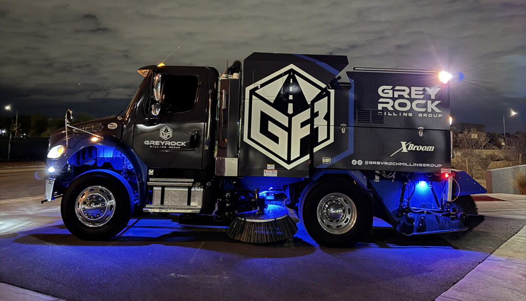 Clean milling surface before paving using mechanical street sweeper for asphalt preparation