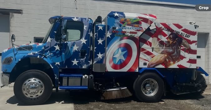 XBroom mechanical street sweeper delivered to American Pavement for asphalt milling cleanup and road construction sweeping